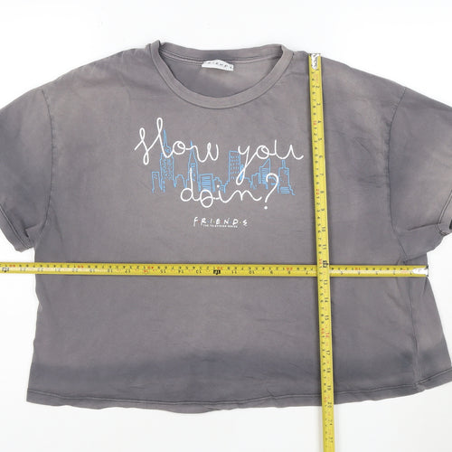 George Women’s Grey Friends Cropped T-Shirt Size 10 Short Sleeve