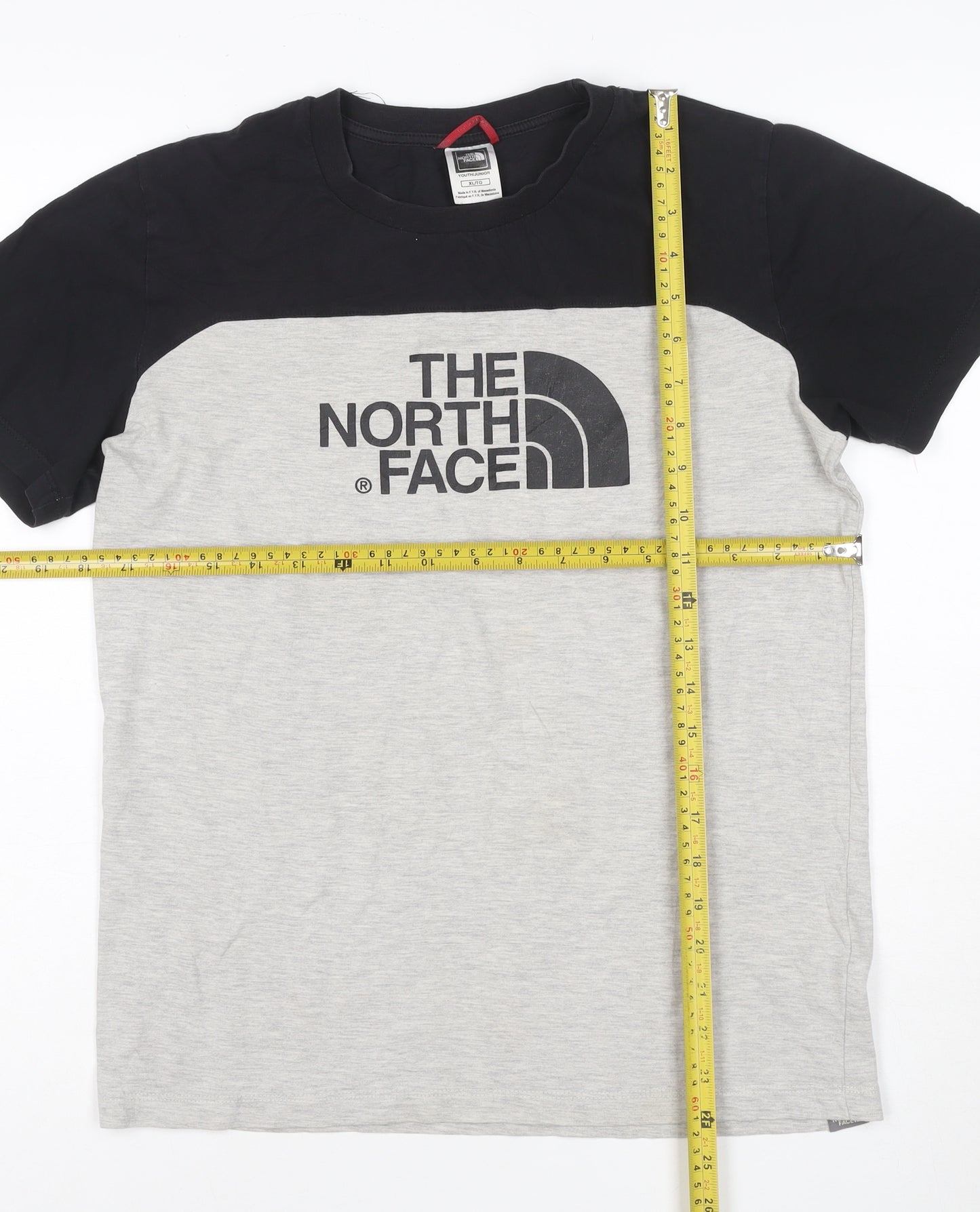 The North Face Boys Grey & Black XL Short Sleeve Logo T-Shirt