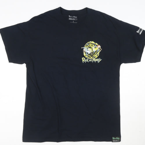 Absolute Cult Rick and Morty Black Cotton Men's L Graphic T-Shirt
