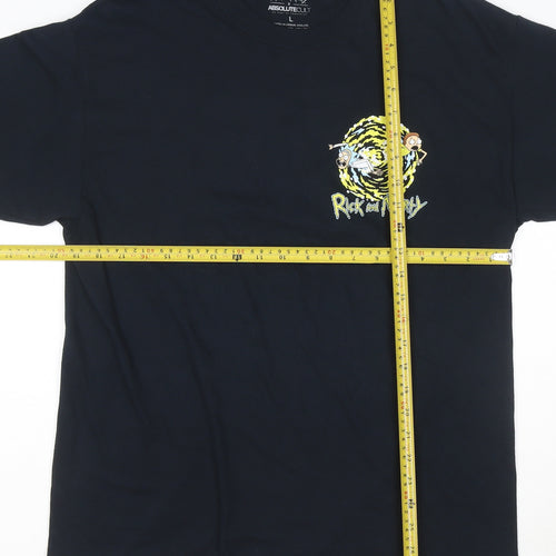 Absolute Cult Rick and Morty Black Cotton Men's L Graphic T-Shirt
