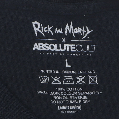Absolute Cult Rick and Morty Black Cotton Men's L Graphic T-Shirt