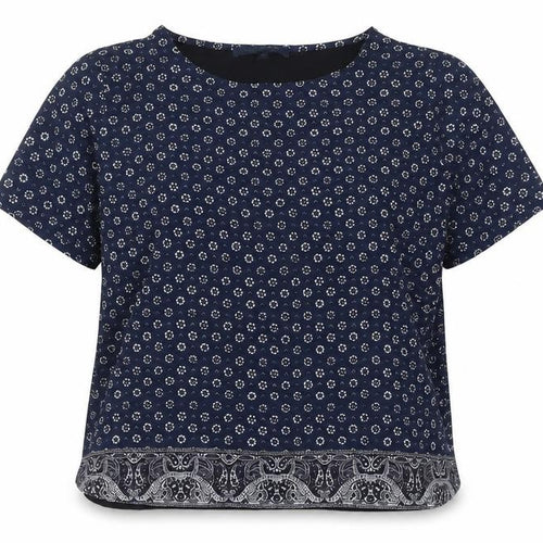 French Connection Women's Blue Floral Blouse XL Short Sleeve