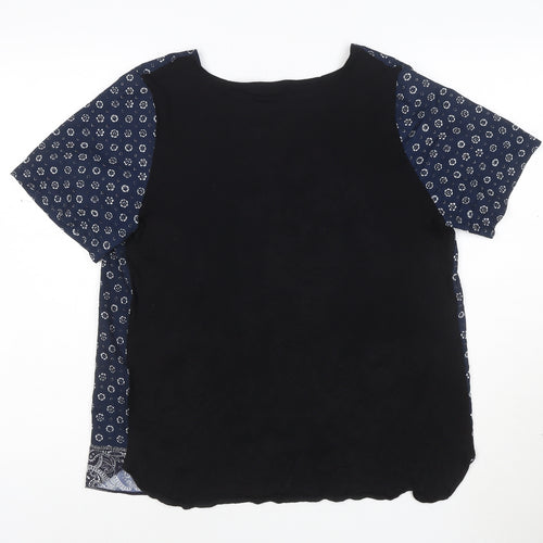 French Connection Women's Blue Floral Blouse XL Short Sleeve