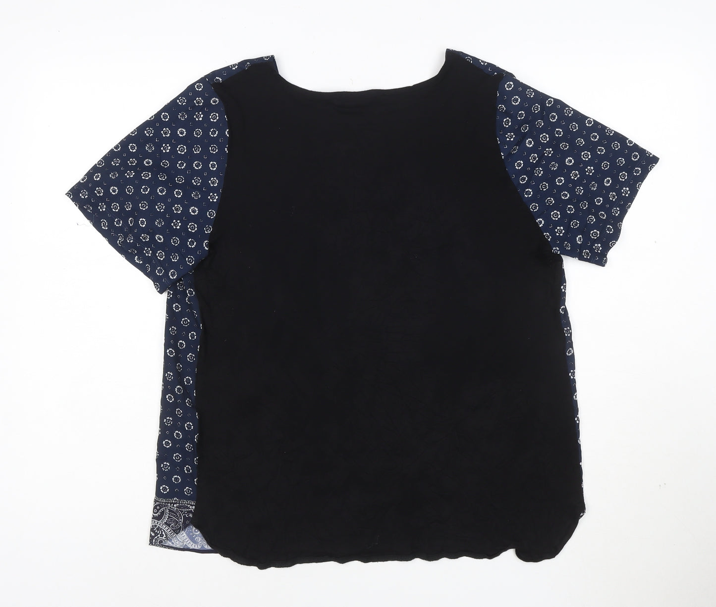 French Connection Women's Blue Floral Blouse XL Short Sleeve