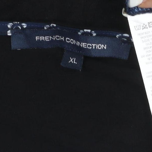 French Connection Women's Blue Floral Blouse XL Short Sleeve