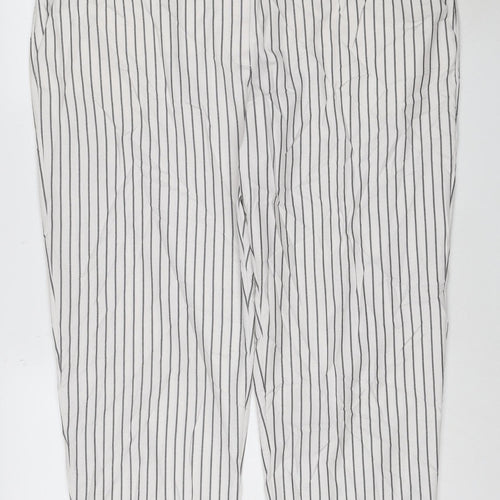 Marks and Spencer Women’s White Striped Relaxed Straight Trousers Size 20