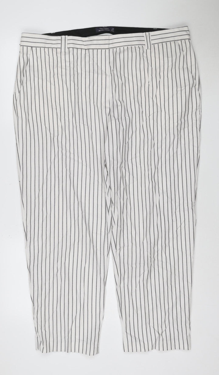 Marks and Spencer Women’s White Striped Relaxed Straight Trousers Size 20