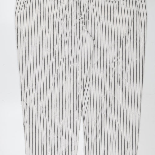 Marks and Spencer Women’s White Striped Relaxed Straight Trousers Size 20