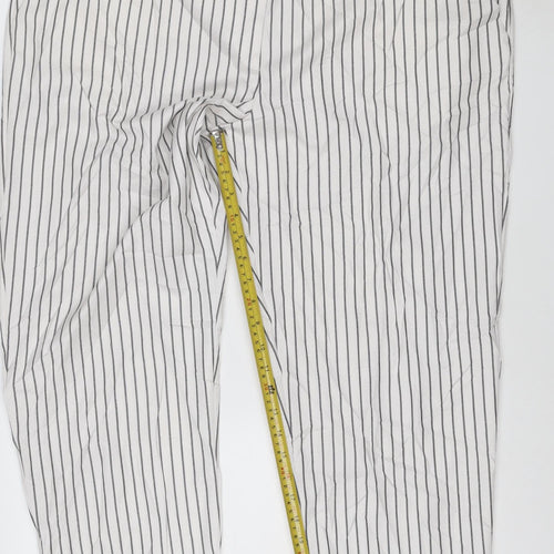 Marks and Spencer Women’s White Striped Relaxed Straight Trousers Size 20
