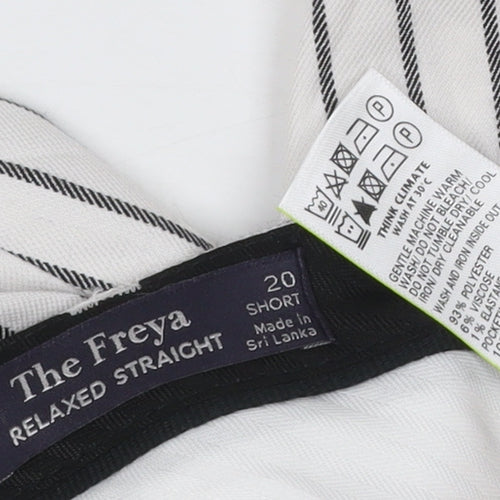 Marks and Spencer Women’s White Striped Relaxed Straight Trousers Size 20