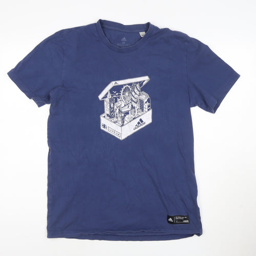 Adidas Men's Blue London Graphic Short Sleeve Cotton T-Shirt M