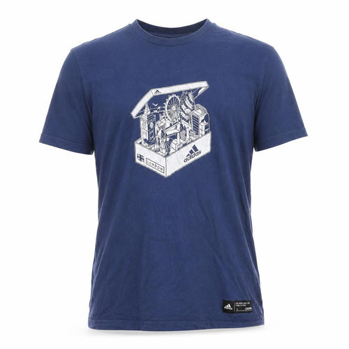 Adidas Men's Blue London Graphic Short Sleeve Cotton T-Shirt M