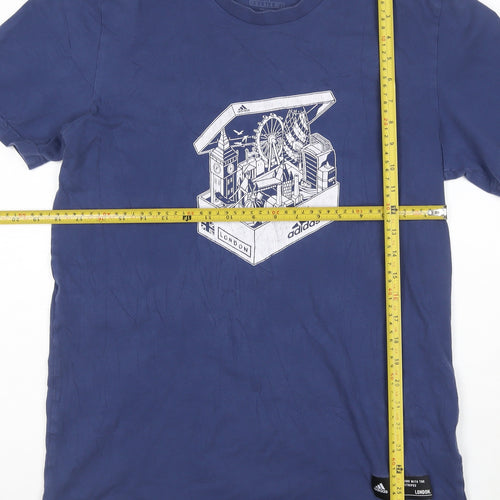 Adidas Men's Blue London Graphic Short Sleeve Cotton T-Shirt M