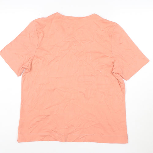 Nici Womens Pink Beaded V-Neck Short Sleeve T-Shirt M