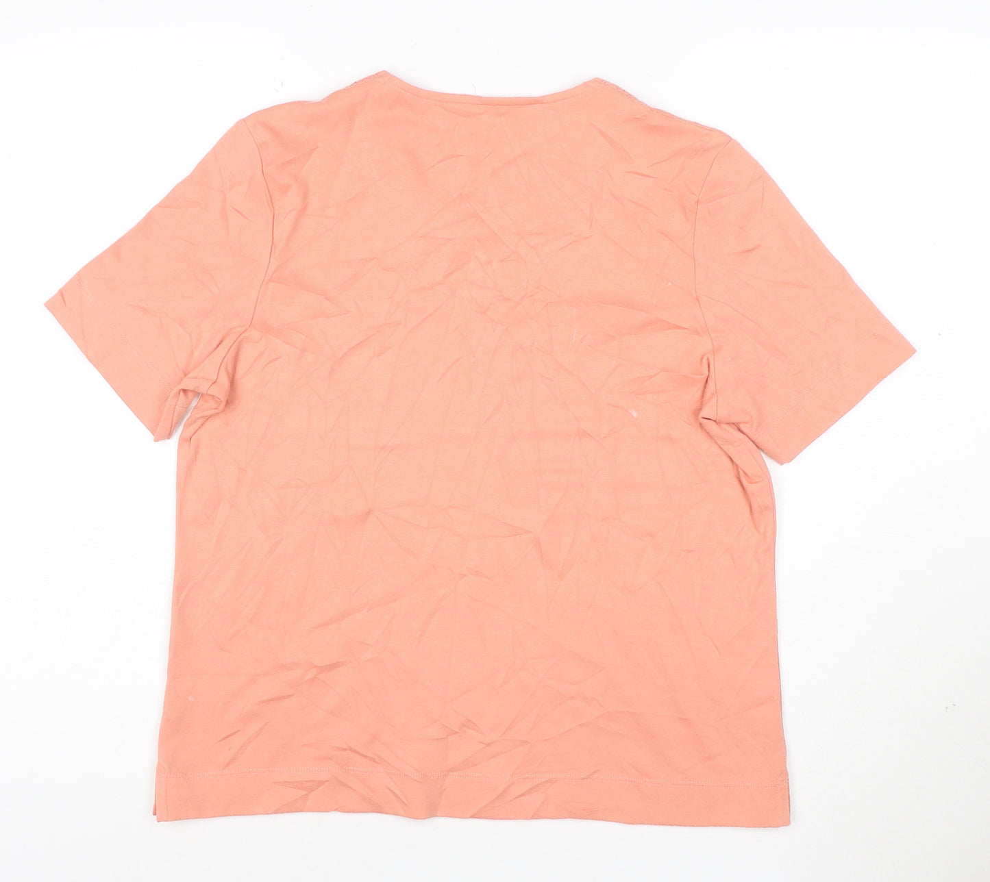 Nici Womens Pink Beaded V-Neck Short Sleeve T-Shirt M