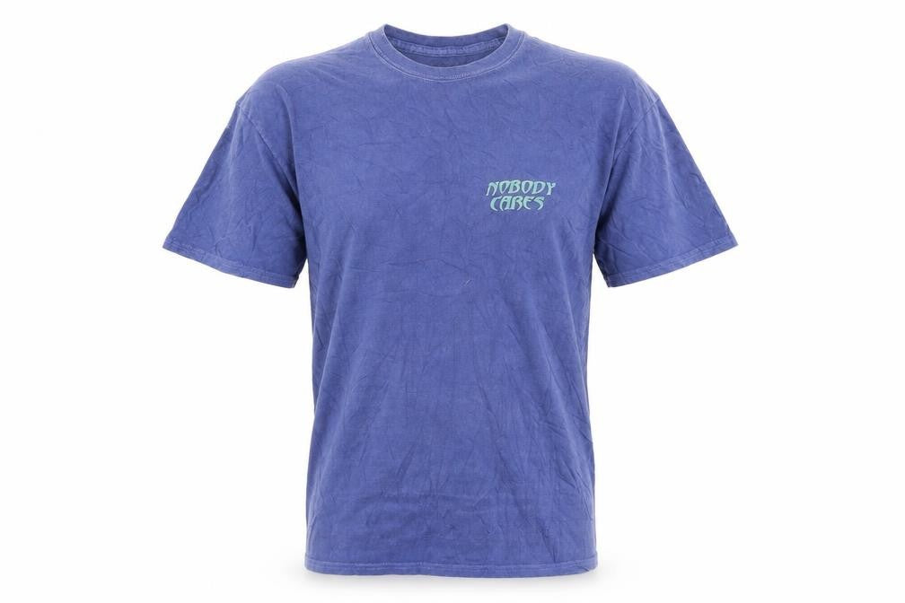 Front view of Urban Outfitters Men's Blue Oversized Graphic T-Shirt Small