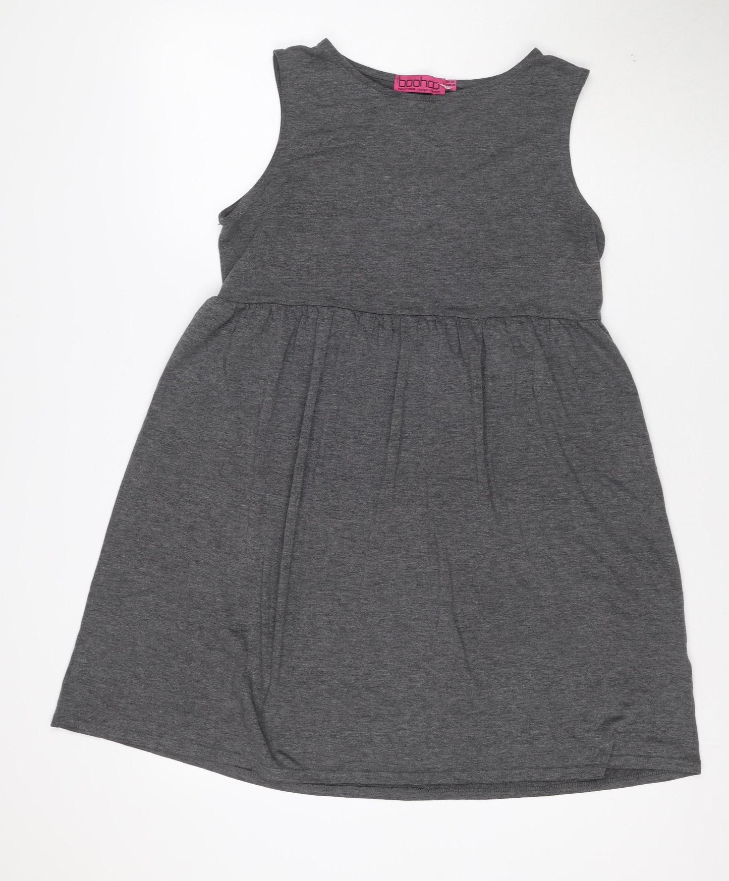 Boohoo Women's Grey Sleeveless Jersey Skater Dress Size 10