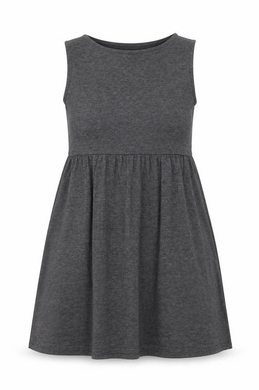 Front view of Boohoo Women's Grey Sleeveless Jersey Skater Dress, size 10