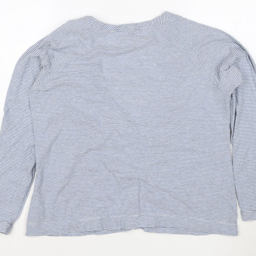 Cath Kidston Women's Blue Striped Long Sleeve Cotton Button-Up Top L