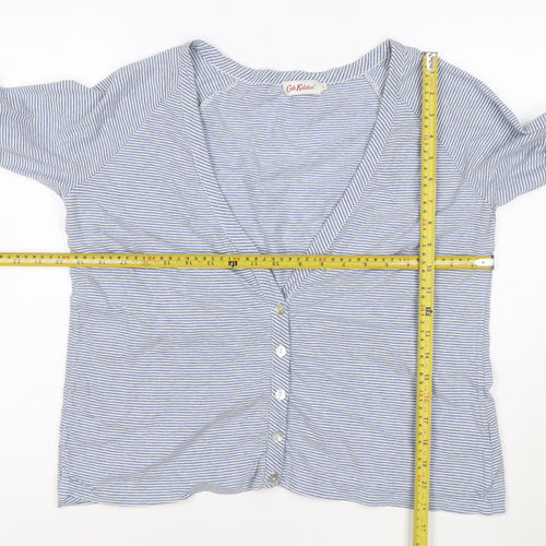 Cath Kidston Women's Blue Striped Long Sleeve Cotton Button-Up Top L