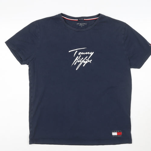 Tommy Hilfiger Men's Navy Blue Organic Cotton Crew Neck T-Shirt M