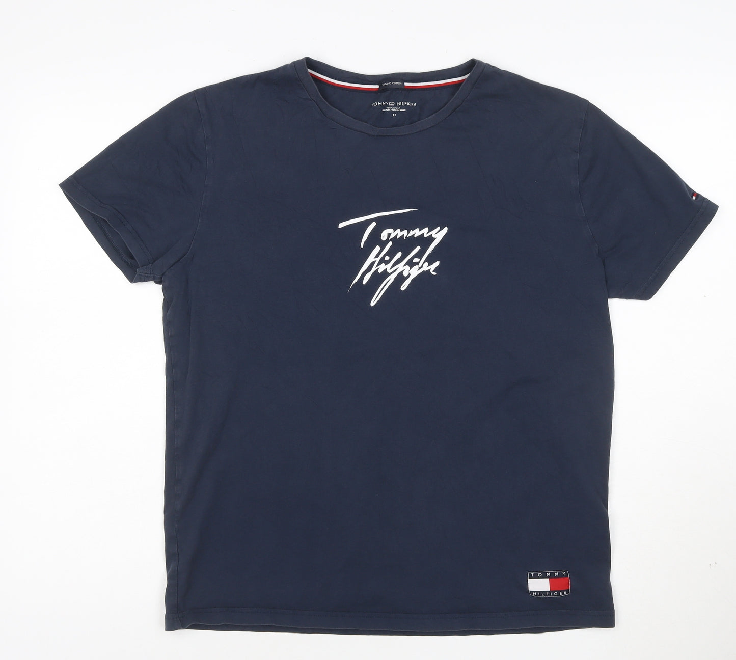 Tommy Hilfiger Men's Navy Blue Organic Cotton Crew Neck T-Shirt M