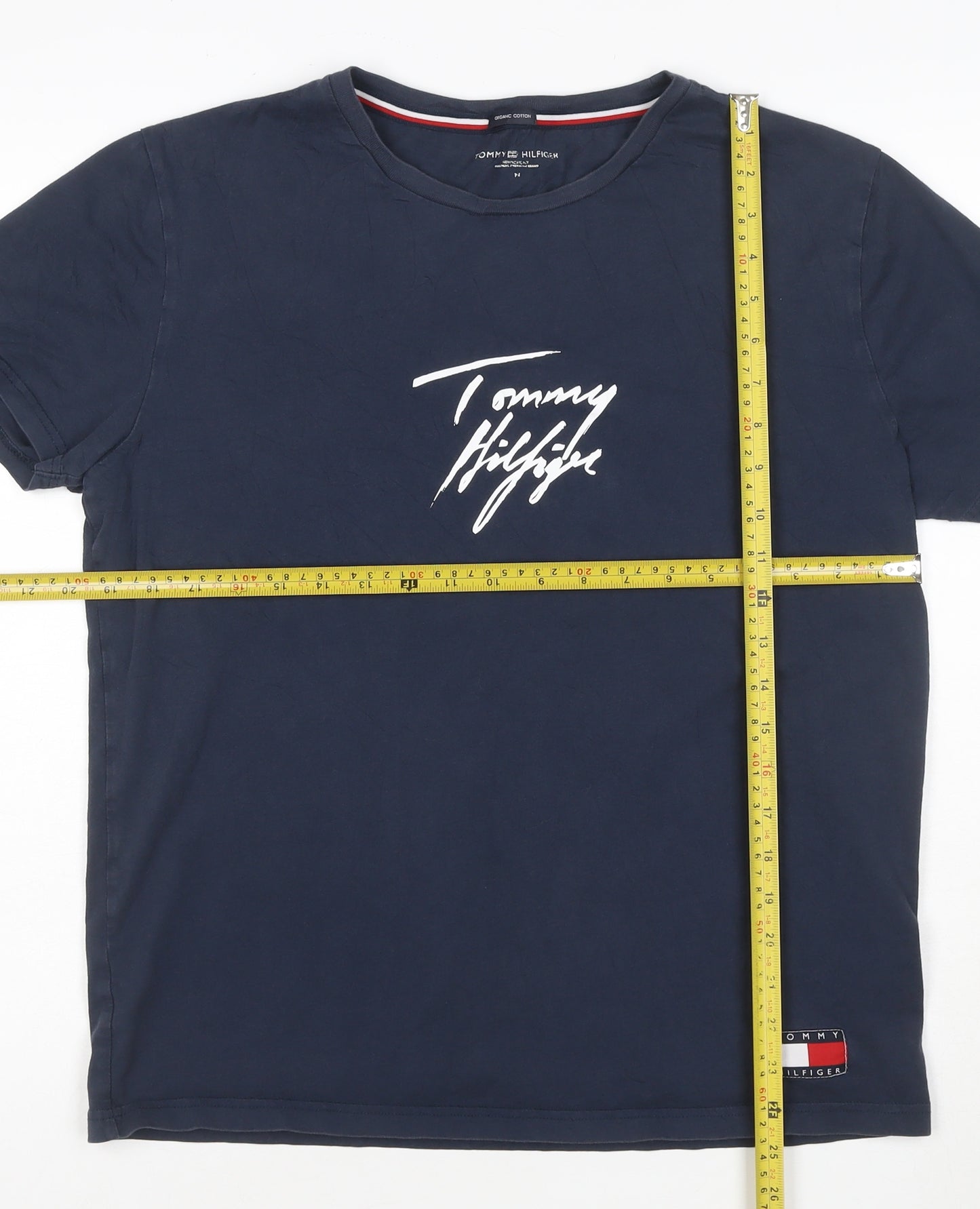 Tommy Hilfiger Men's Navy Blue Organic Cotton Crew Neck T-Shirt M