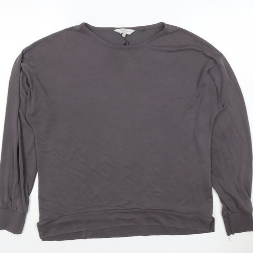 Next Women Grey Long Sleeve Crew Neck Modal Blend T-Shirt Size 10