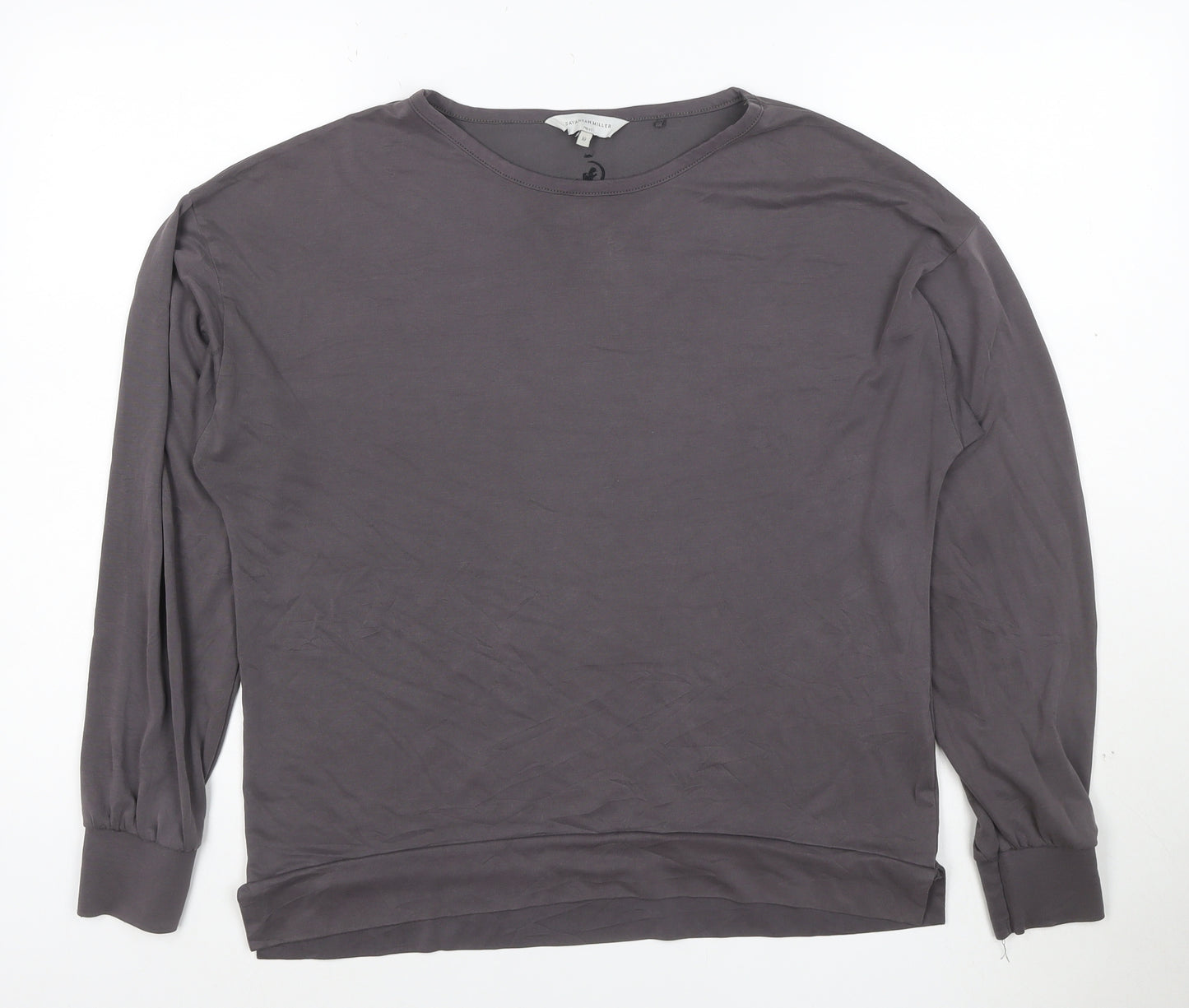 Next Women Grey Long Sleeve Crew Neck Modal Blend T-Shirt Size 10