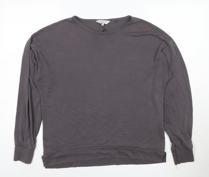 Next Women Grey Long Sleeve Crew Neck Modal Blend T-Shirt Size 10
