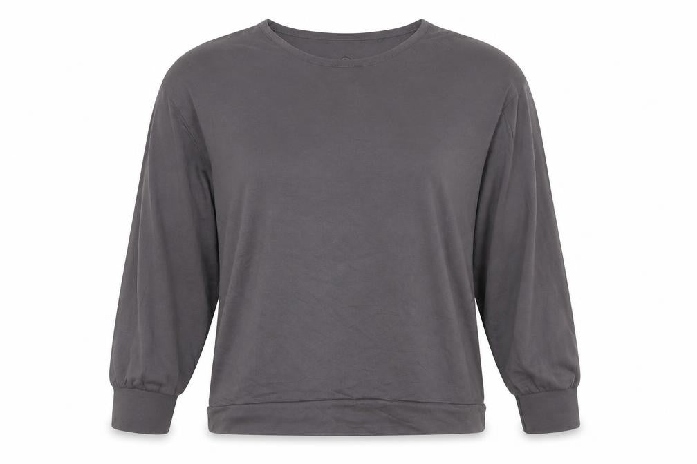 Front view of Next Women Grey Long Sleeve Crew Neck Modal Blend T-Shirt, size 10