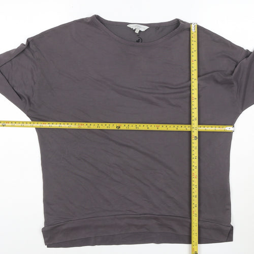 Next Women Grey Long Sleeve Crew Neck Modal Blend T-Shirt Size 10