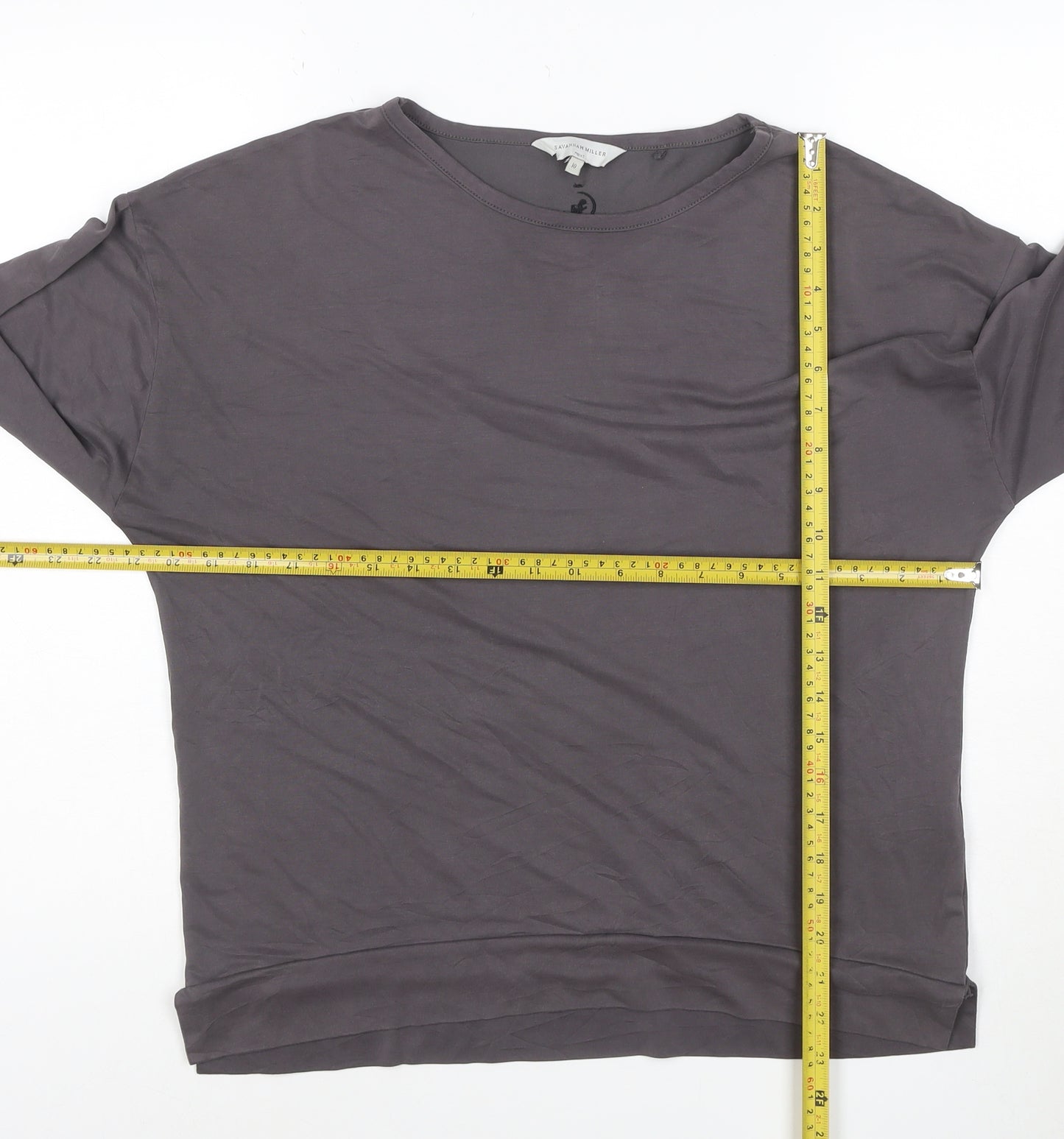 Next Women Grey Long Sleeve Crew Neck Modal Blend T-Shirt Size 10