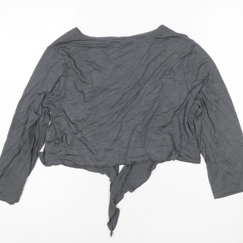 Marks and Spencer Per Una Grey Wrap Blouse Women’s Size 14 Long Sleeve
