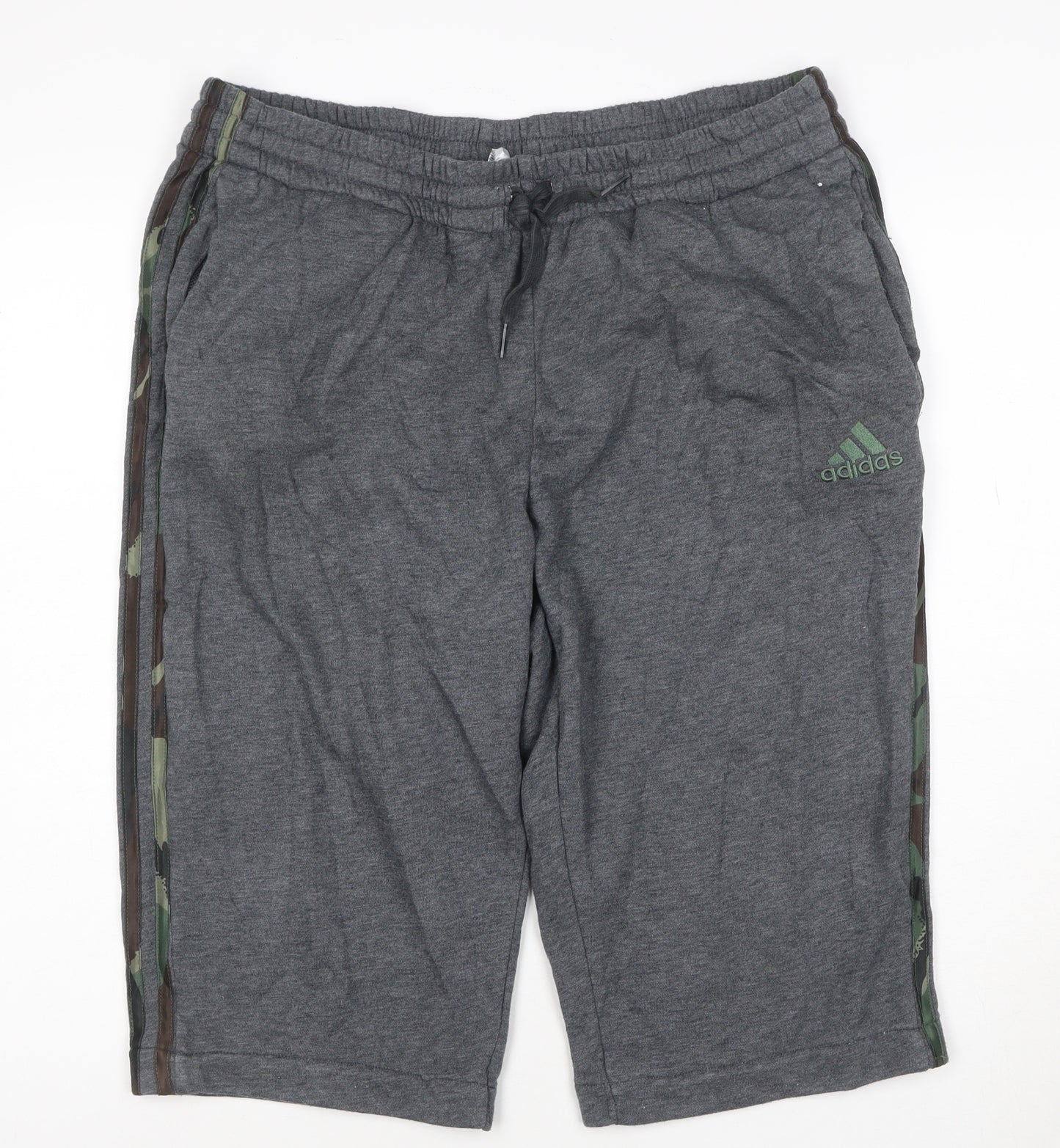 adidas Men's Grey XL Athletic Jersey Shorts with Drawstring