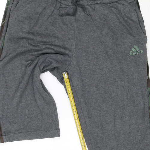 adidas Men's Grey XL Athletic Jersey Shorts with Drawstring
