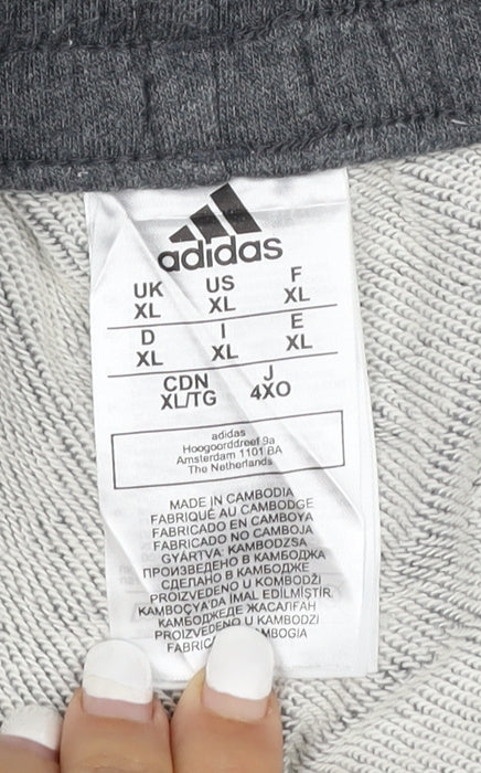 adidas Men's Grey XL Athletic Jersey Shorts with Drawstring