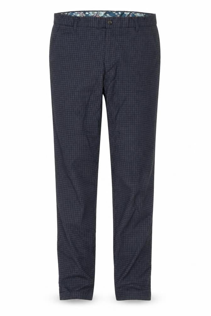Front view of Next Men's Blue Check Slim Fit Tailored Trousers 30R