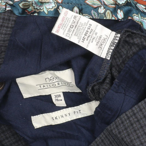 Next Men's Blue Check Slim Fit Tailored Trousers 30R