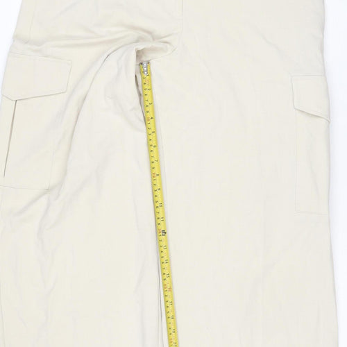 Marks and Spencer Women Beige Cargo Trousers Size 16 Tall