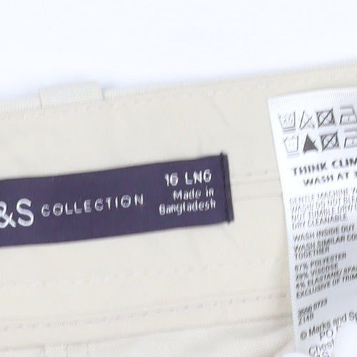 Marks and Spencer Women Beige Cargo Trousers Size 16 Tall