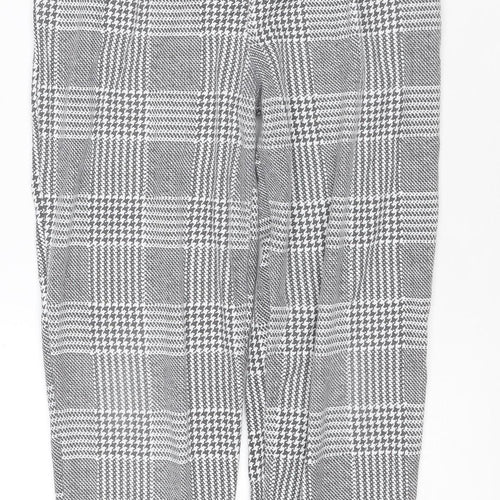 I Saw It First Womens Grey Check Tapered Belted Trousers Size 10