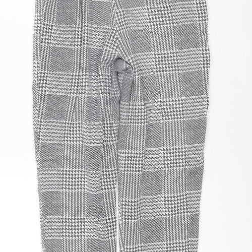I Saw It First Womens Grey Check Tapered Belted Trousers Size 10