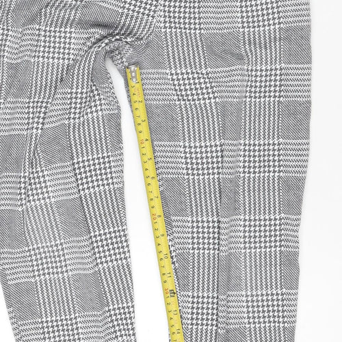 I Saw It First Womens Grey Check Tapered Belted Trousers Size 10