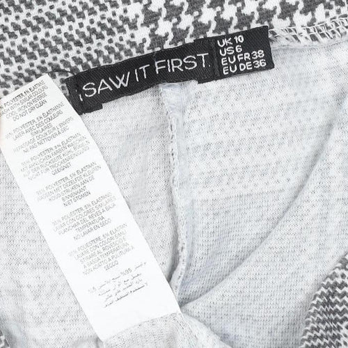 I Saw It First Womens Grey Check Tapered Belted Trousers Size 10