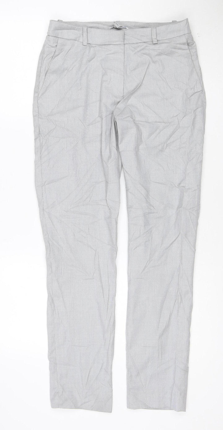 H&M Women’s Grey Check Chino Trousers Size 8 Regular Fit