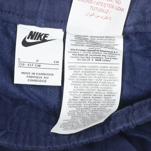 Nike Boys Blue Jogger Sweatpants Small 128-137cm Cotton Blend Activewear