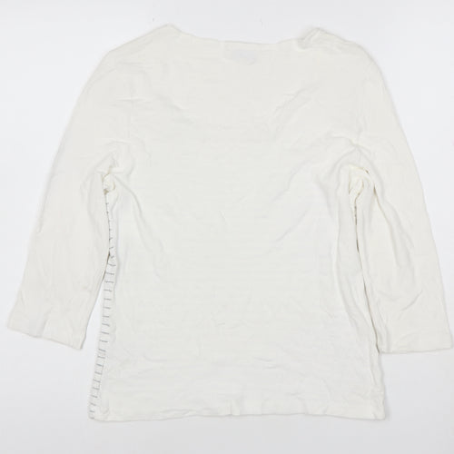 Minuet Women’s White Striped Jersey 3/4 Sleeve T-Shirt Size 12