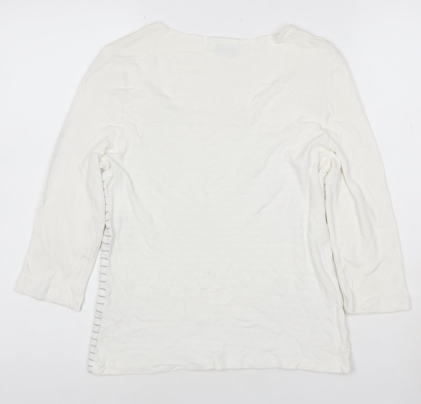 Minuet Women’s White Striped Jersey 3/4 Sleeve T-Shirt Size 12