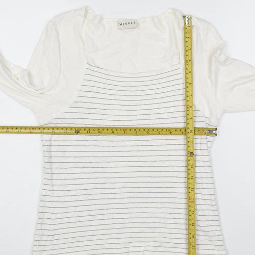 Minuet Women’s White Striped Jersey 3/4 Sleeve T-Shirt Size 12